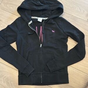 PINK Victoria's Secret Black Hoodie with Pink Logo